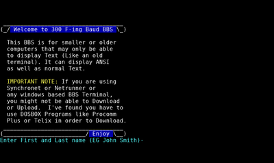 Intro screen of 300 F-ing Baud BBS