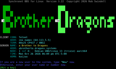 Intro screen of A Brother to Dragons