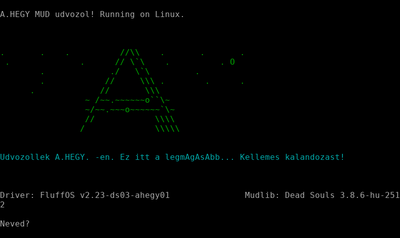Intro screen of A.Hegy MUD