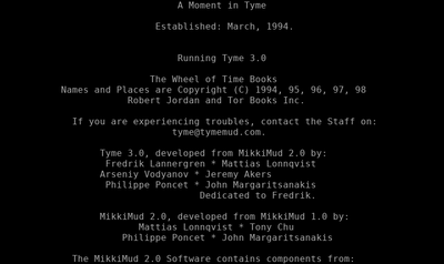 Intro screen of A Moment In Tyme