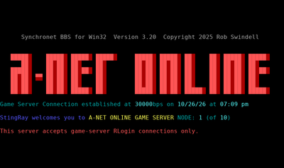Intro screen of A-Net Online (Game Server)