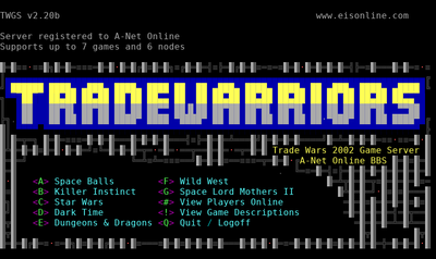 Intro screen of A-Net Online (TWGS)