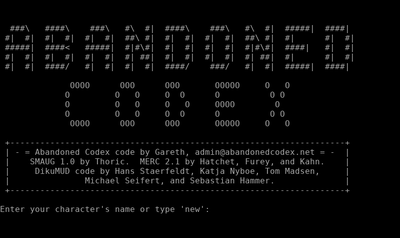 Intro screen of Abandoned Codex