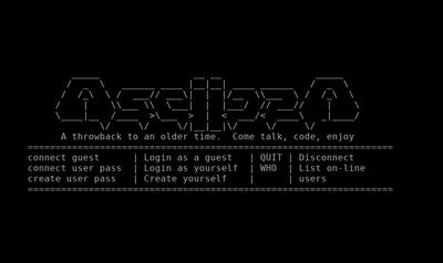 Intro screen of Ascii MUD