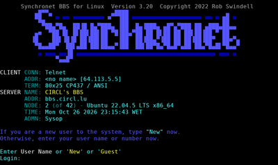 Intro screen of CIRCL's BBS