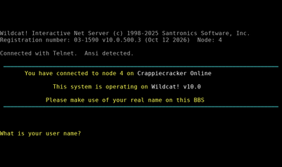 Intro screen of Crappiecracker Online