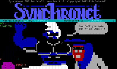 Intro screen of Diskhoppers Palace BBS