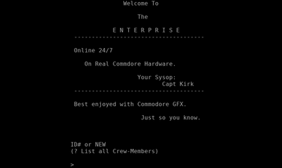 Intro screen of Enterprise BBS