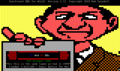 Intro screen of Mozy's Swamp and Red Dwarf BBS