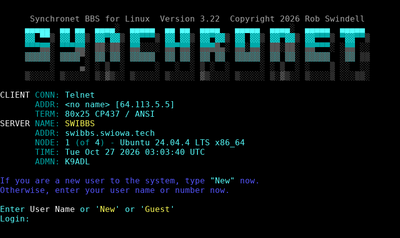 Intro screen of SWIBBS